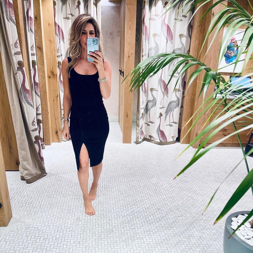 Beautiful Babaton Bodycon Midi Dress with Slit- Size XS